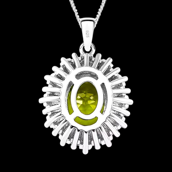 NWT RARE HEBEI CHINA PERIDOT & MOISSANITE 18" PLATINUM NECKLACE - Picture 8 of 10
